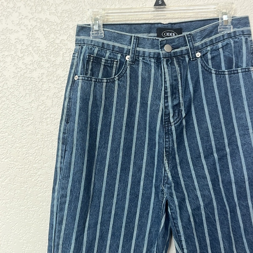 Cider Denim Pants Striped White and Blue size Medium - Picture 5 of 11